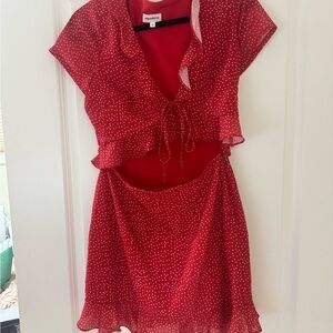 Red Polka Dot Dress with Ruffle Details